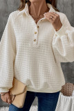 Casual Solid Color Buttons Texture Turndown Collar Tops