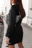 Casual Street Solid Color Draw String Turndown Collar Wrapped Skirt Dresses