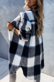 Casual Street Plaid Contrast Turndown Collar Tops