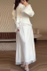Elegant Solid Color Fringed Trim Buttons O Neck Long Sleeve Two Pieces