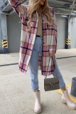 Casual Street Plaid Contrast Turndown Collar Tops