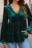 Casual Street Solid Color Patchwork Ruffle V Neck Tops
