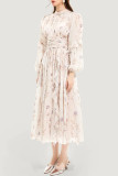 Elegant Flowers Ruffle Irregular Zipper Hooded Waist Skirt Dresses