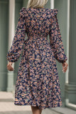 Street Elegant Flowers Lace Up Ruffle V Neck A Line Dresses