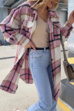 Casual Street Plaid Contrast Turndown Collar Tops