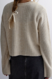 Casual Daily Solid Color Lace Up O Neck Outerwear