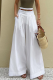 Casual Solid Color Pocket With Belt Loose High Waist Wide Leg Solid Color Bottoms