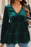 Casual Street Solid Color Patchwork Ruffle V Neck Tops