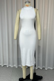 Casual Street Solid Color Half A Turtleneck One Step Skirt Dresses
