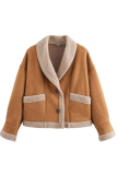 Casual Daily Solid Color Pocket Buttons Turndown Collar Outerwear