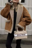 Casual Daily Solid Color Pocket Buttons Turndown Collar Outerwear