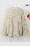 Casual Solid Color Weave O Neck Tops