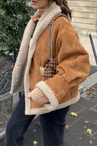 Casual Daily Solid Color Pocket Buttons Turndown Collar Outerwear