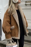 Casual Daily Solid Color Pocket Buttons Turndown Collar Outerwear