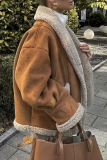 Casual Daily Solid Color Pocket Buttons Turndown Collar Outerwear