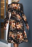 Street Elegant Floral Print Ruffle V Neck A Line Dresses
