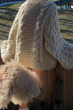 Casual Solid Color Weave O Neck Tops