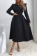 Daily Elegant Solid Color Ruffle O Neck A Line Dresses