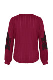 Casual Daily Solid Color Lace Potholes V Neck Tops