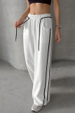 Casual Street Solid Color Pocket Patchwork Contrast Loose Low Waist Wide Leg Patchwork Bottoms