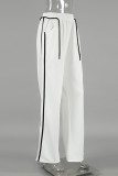 Casual Street Solid Color Pocket Patchwork Contrast Loose Low Waist Wide Leg Patchwork Bottoms