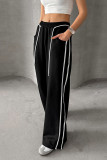 Casual Street Solid Color Pocket Patchwork Contrast Loose Low Waist Wide Leg Patchwork Bottoms