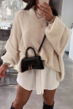 Casual Daily Solid Color Patchwork Weave Half A Turtleneck Tops