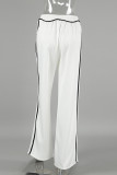 Casual Street Solid Color Pocket Patchwork Contrast Loose Low Waist Wide Leg Patchwork Bottoms