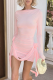 Casual Vacation Solid Color Patchwork Ruched Flower Shape O Neck Wrapped Skirt Dresses