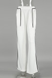 Casual Street Solid Color Pocket Patchwork Contrast Loose Low Waist Wide Leg Patchwork Bottoms