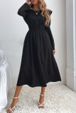 Daily Elegant Solid Color Ruffle O Neck A Line Dresses