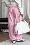 Street Sportswear Solid Color Draw String Pocket Patchwork Contrast Loose High Waist Patchwork Bottoms