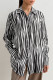 Casual Zebra Print Buttons Contrast Turndown Collar Tops