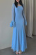 Party Elegant Solid Color Ruffle Cross Straps Ruched Mesh Square Neck Long Dresses