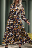 Street Elegant Floral Print Lace Up Patchwork V Neck A Line Dresses