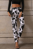 Casual Street Geometric Print Buttons Contrast Mid Waist Loose Denim Jeans