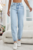 Casual Daily Solid Color Pocket Buttons Denim Jeans
