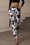 Casual Street Geometric Print Buttons Contrast Mid Waist Loose Denim Jeans