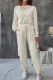 Casual Street Solid Color Pocket Lace Up Texture O Neck Long Sleeve Two Pieces