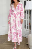 Casual Daily Landscape printing Zipper V Neck A Line Dresses