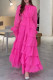 Celebrities Elegant Solid Color Lace Up Patchwork Stringy Selvedge Half A Turtleneck Long Dresses
