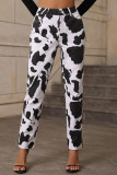 Casual Street Geometric Print Buttons Contrast Mid Waist Loose Denim Jeans