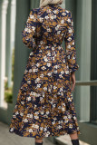 Street Elegant Floral Print Lace Up Patchwork V Neck A Line Dresses