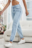 Casual Daily Solid Color Pocket Buttons Denim Jeans