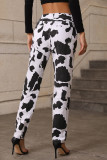Casual Street Geometric Print Buttons Contrast Mid Waist Loose Denim Jeans