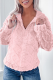 Casual Daily Solid Color Zipper Fluffy Turndown Collar Tops