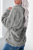 Casual Daily Solid Color Zipper Fluffy Turndown Collar Tops