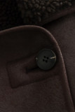 Casual Street Solid Color Buttons Patchwork Fluffy Turndown Collar Outerwear