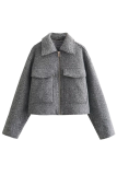 Casual Street Solid Color Pocket Zipper Gross Turndown Collar Outerwear