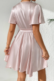Sexy Solid Color Lace Up V Neck A Line Dresses